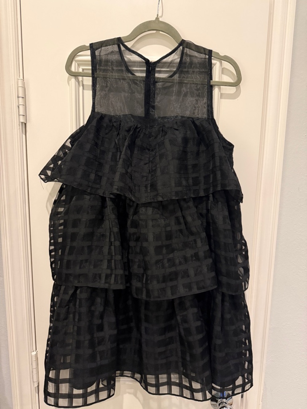 English Factory Black Tiered A-Line Mesh Dress